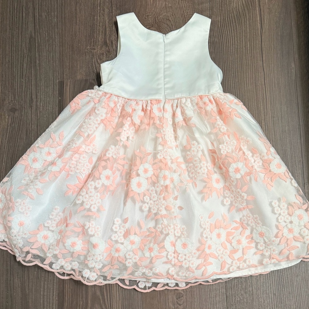 American Princess Floral Easter Dress Girls Size 5 Ivory Pink Lace Party Wedding - Picture 2 of 7